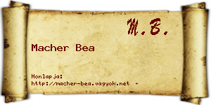 Macher Bea névjegykártya